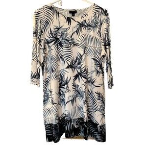 J. Jill Blouse Wearever Collection Tunic 3/4 Sleeve Sz Med Palm Leaves